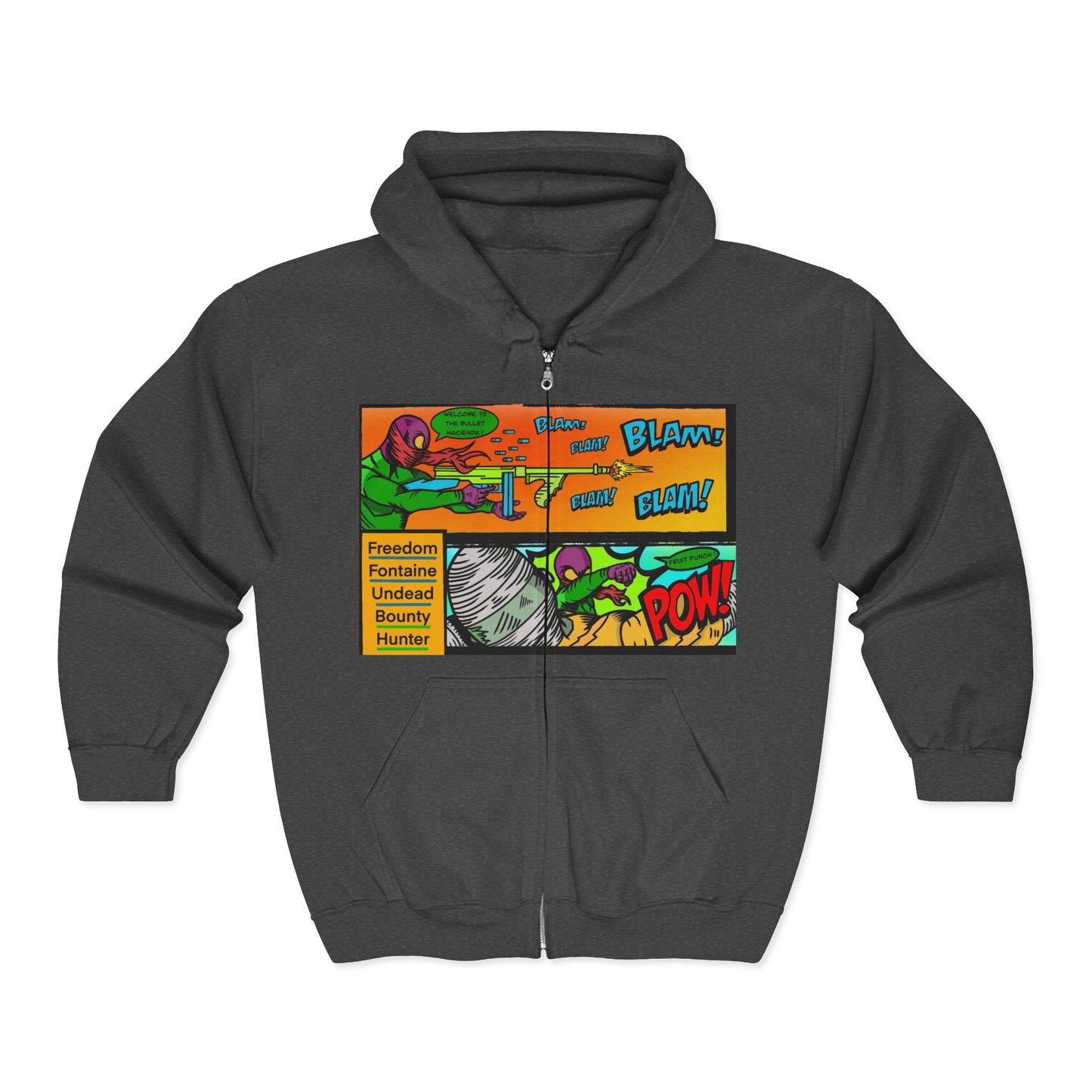 Freedom Fontaine  undead hoodie  — Retro Pop Art "Nuff Said Comics" Graphic