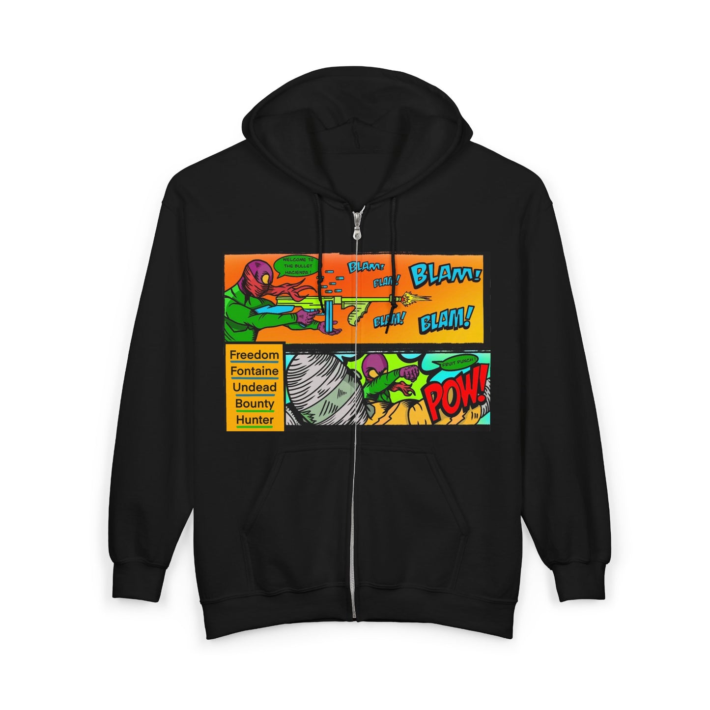 Freedom Fontaine  undead hoodie  — Retro Pop Art "Nuff Said Comics" Graphic