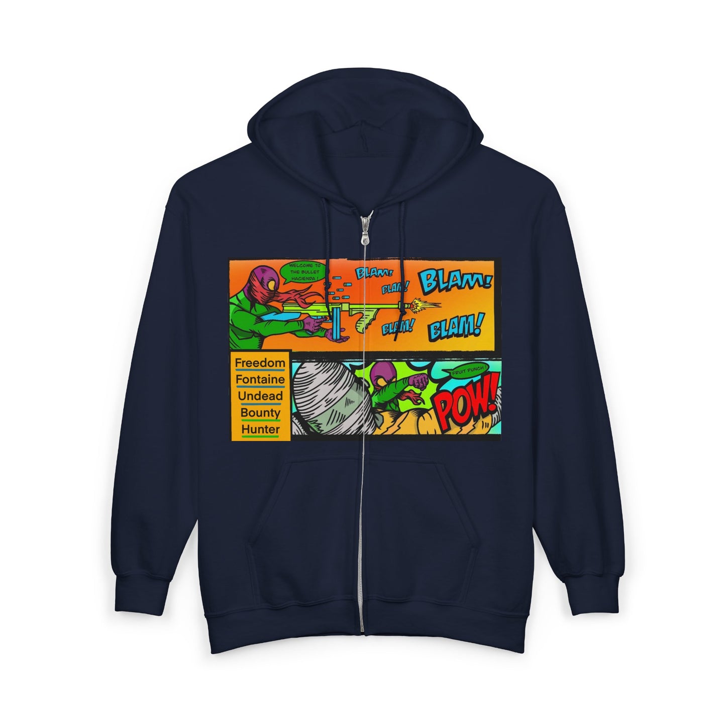 Freedom Fontaine  undead hoodie  — Retro Pop Art "Nuff Said Comics" Graphic