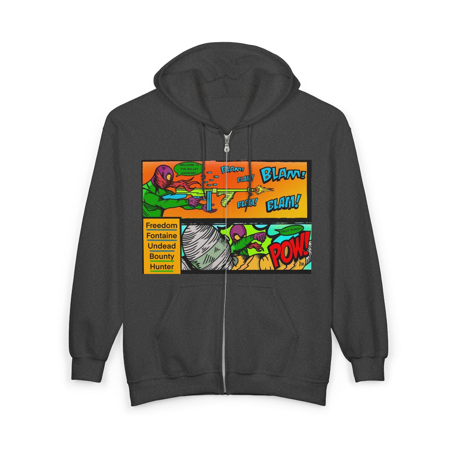 Freedom Fontaine  undead hoodie  — Retro Pop Art "Nuff Said Comics" Graphic