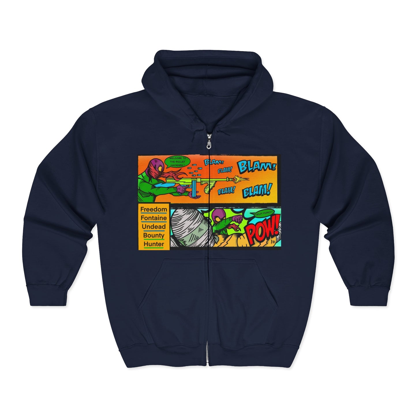 Freedom Fontaine  undead hoodie  — Retro Pop Art "Nuff Said Comics" Graphic